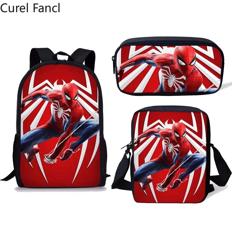 2019New бренд комплект школьных сумок 3 шт дети рюкзак Человек-паук Mochila детские школьные детские узкие Наплечная школьная сумка для мальчиков и девочек