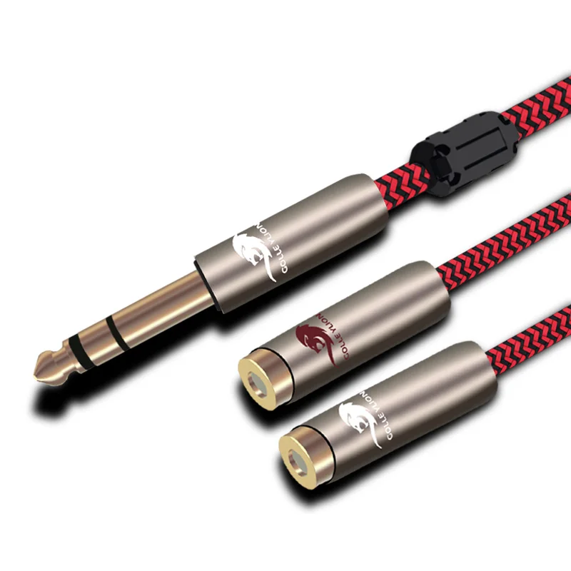 Усилитель Hi Fi стерео кабеля 1/4 дюйма 6 35 мм на 2 RCA|rca extension cable|audio cable2 rca |