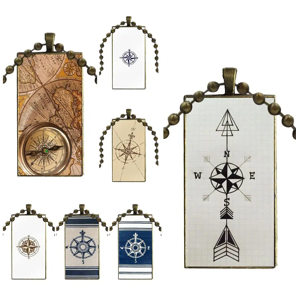 Компас Калифорнии, популярный у девочек, оптовая торговая марка бронзовых украшений, модное украшение для шеи с ожерельями стеклянных подвесок.