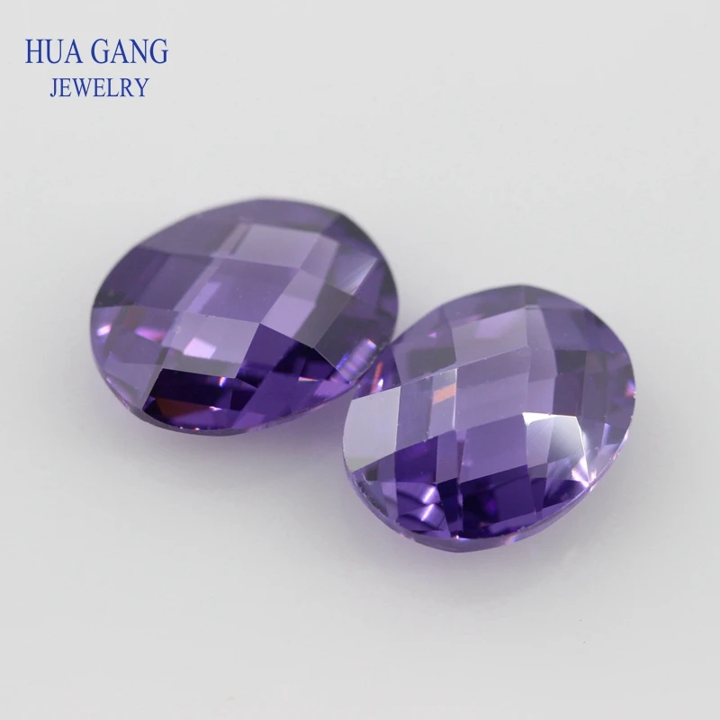 Purple CZ Stone Oval Shape Double Checkerboard Synthetic Gems Cubic Zirconia For Jewelry Size 3x5~13x18mm Free Shipping | Украшения и