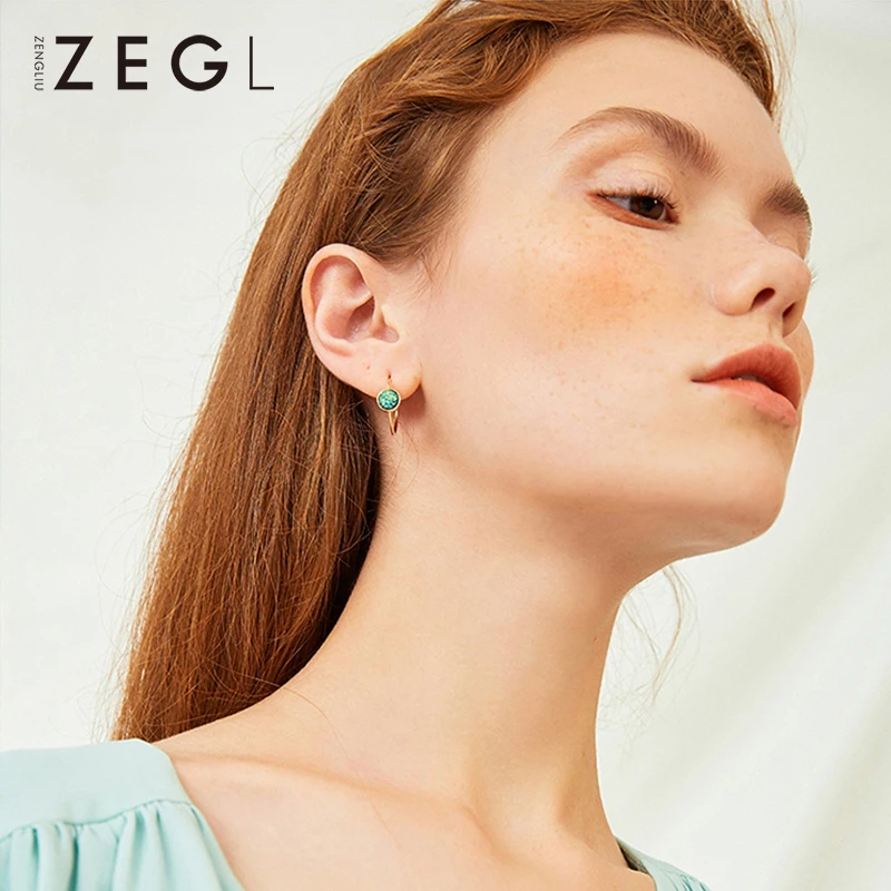 Серьги ZEGLhoop, 3D цвет, камень, модное ювелирное изделие, массивные серьги для женщин, геометрические серьги, зеленые модные серьги со звездой
