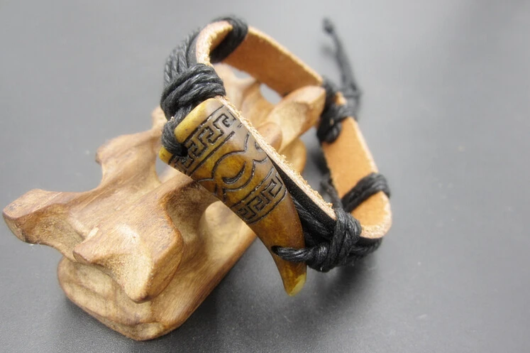 Искусственная кость волк зуб Langya браслет из слоновой кости винтажное ювелирное