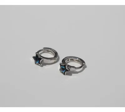 Серьги из стерлингового серебра S925 пробы, модные, окрашенные, синие, пятиконечные, в форме звезды, в форме уха, с пряжкой, для ушей, индивидуальная, трендовая, для женщин, серебряные серьги jewe - Окраска металла: 1 pair