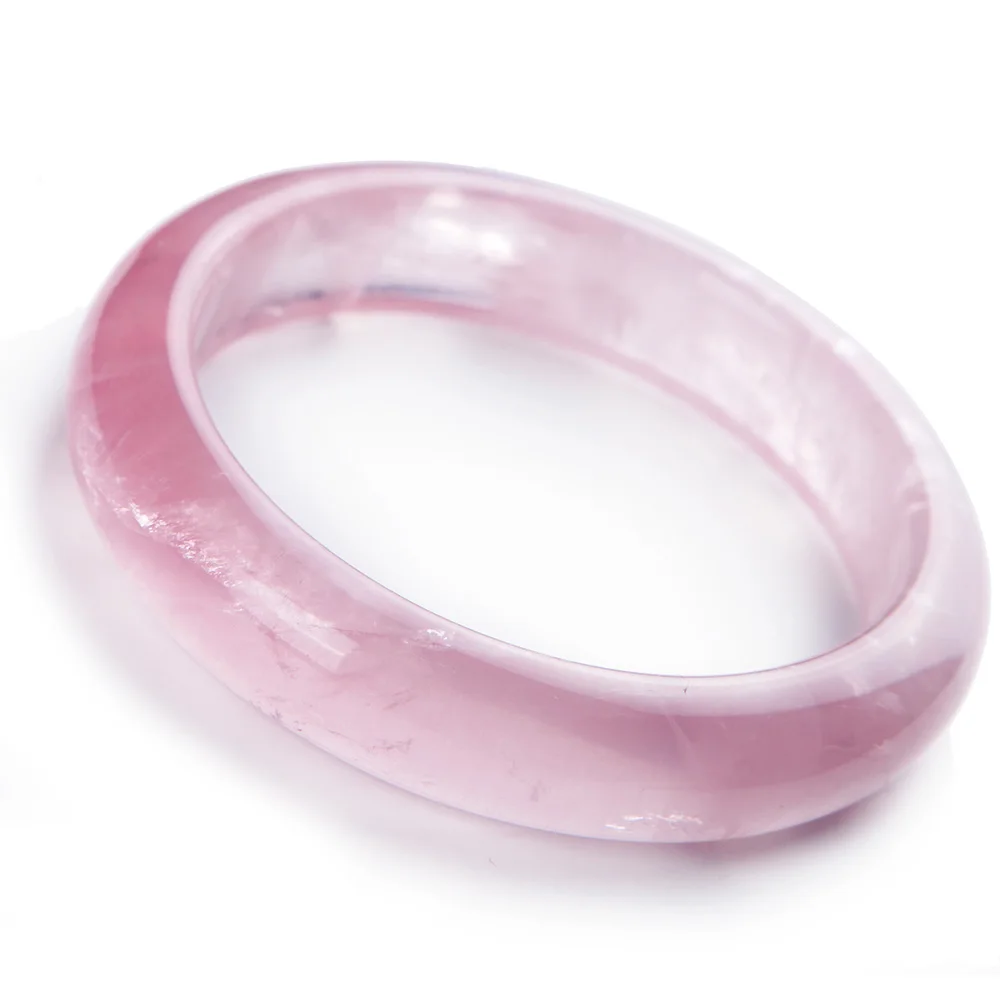 Top Quality Natural Rose Quartz Pink Gemstone Bangle Clear Stone Woman Love Fashion Bracelet Inner Diameter 59mm AAAAA Jewelry | Украшения