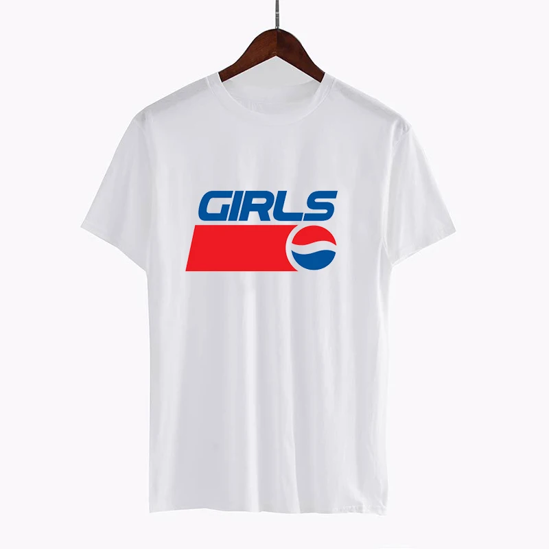 Летние Pepsi классический логотип футболки хлопок для женщин белого цвета Размер 5