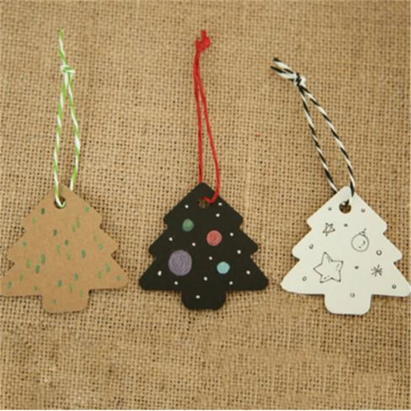 Карточная бирка 50 шт./упак. DIY крафт бумаги Рождественская елка Форма повесить тег