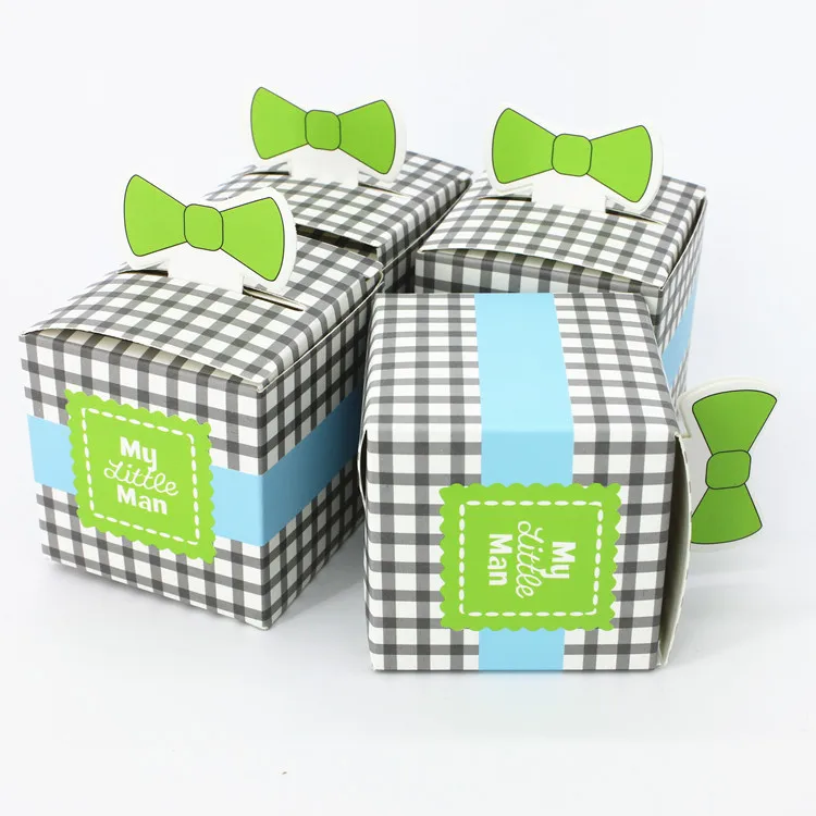 

New European style cute my little man candy favor box for baby birth party baby shower baptism Free Shipping