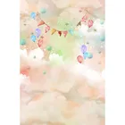 Фон с облаками для фотосессии, флаг с воздушными шарами, Фотофон, виниловая ткань, Детская конфета, день рождения, свадьба, фотография Bokeh