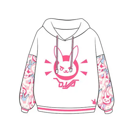 [Сток] Игра OW Rabbit D. VA DVA Kawaii Лолита косплей худи из хлопкового флиса куртка пуловер Новинка - Цвет: Бежевый