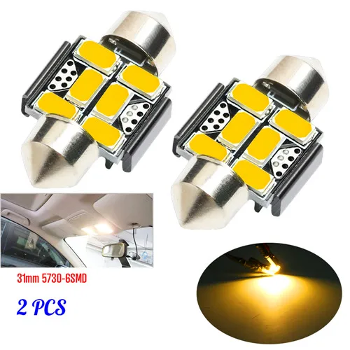 Keyecu Festoon 31-41 мм теплый белый Чрезвычайно Яркий 6SMD-5730 DE3175 DE3022 светодиодный лампы для салона автомобиля купольные огни 10-30 в - Испускаемый цвет: 2 PCS 31mm