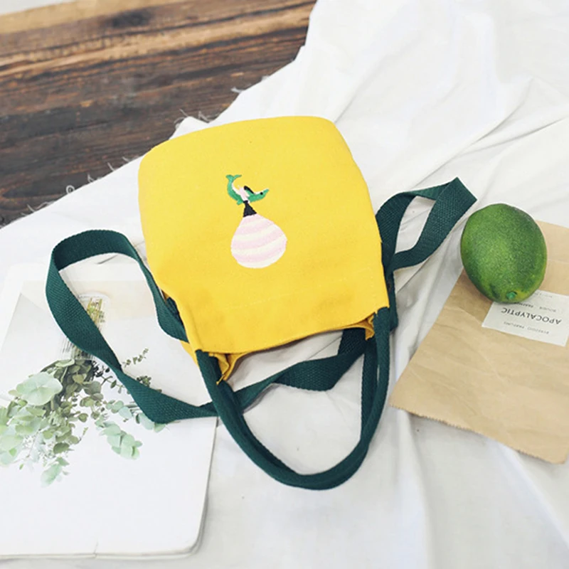 

Summer New Ladies Canvas Bag Slung Shoulder Bag Small Fresh Literary Embroidery Bucket Handbag Casual Bag High Quality