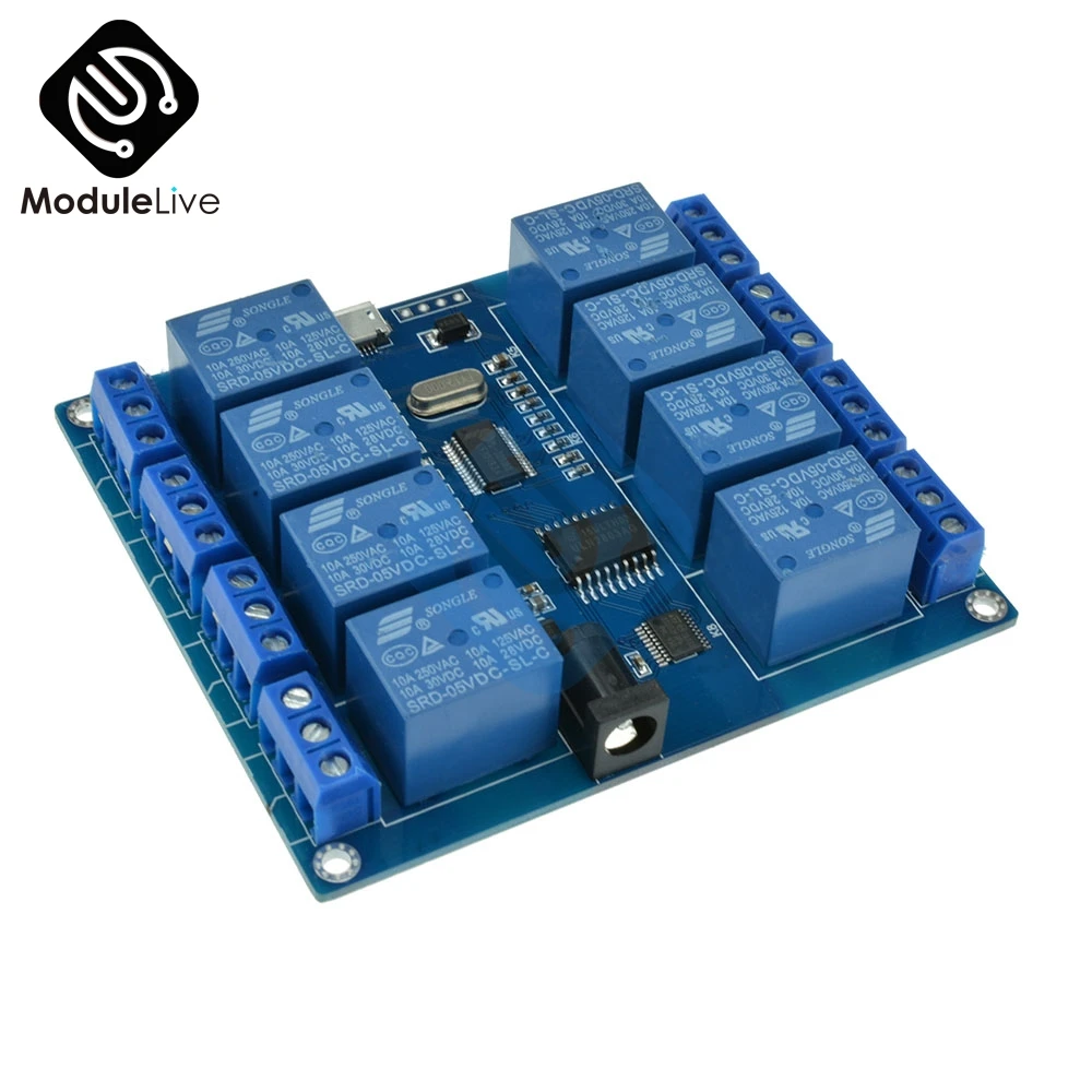 1 шт. DC 5 В 10A 8 канальный Micro USB индикатор реле Модуль ПК верхний компьютер ICSE014A программное обеспечение управления