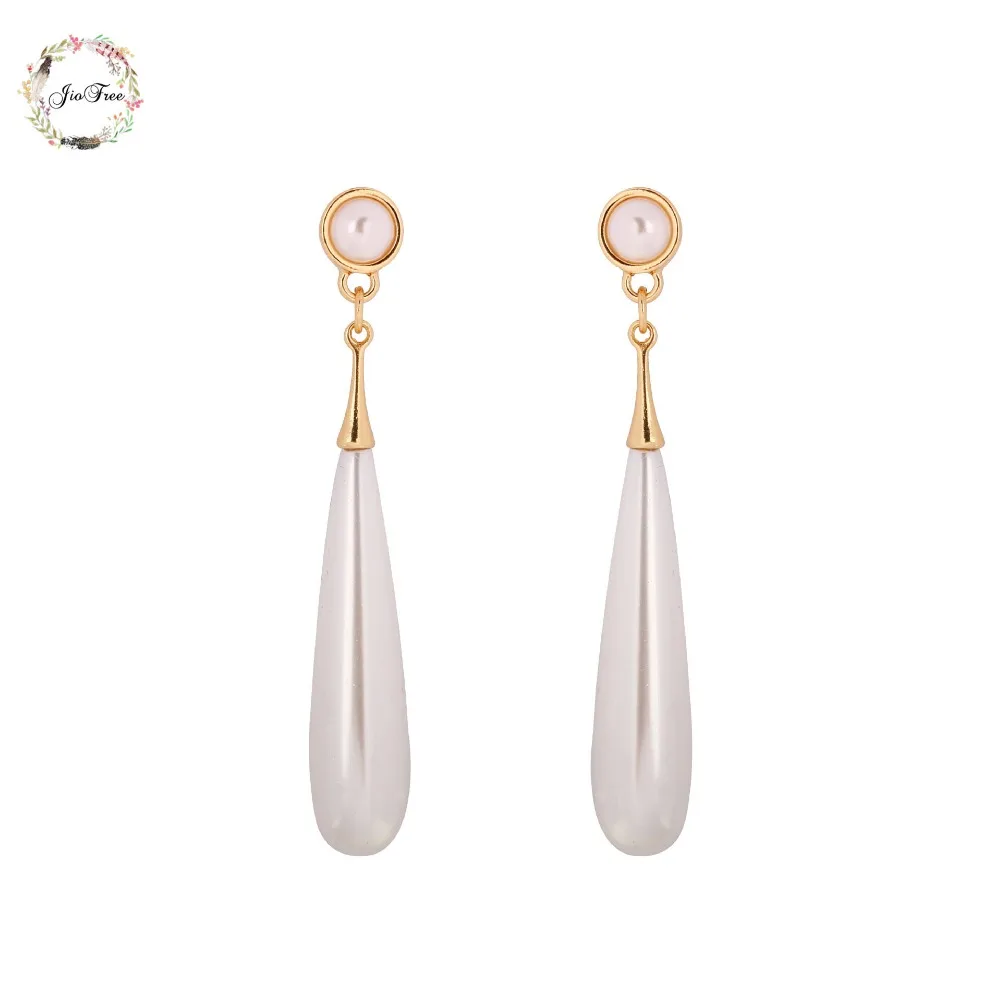 JIOFREE long simulated pearl Waterdrop Clip on Earrings Without Piercing Party Weddng Romantic Nice Gift For Women | Украшения и