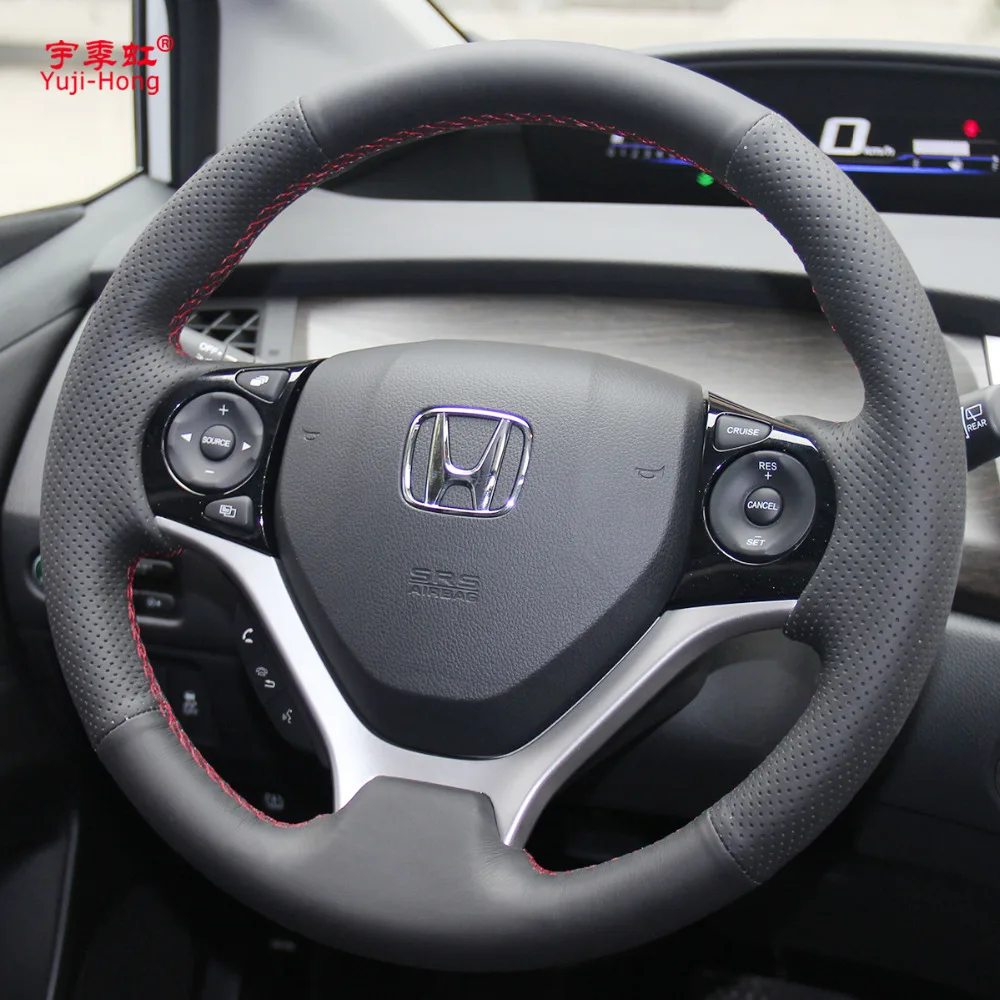 Верхний слой из натуральной коровьей кожи Автомобильный руль чехлы для Honda Civic 9