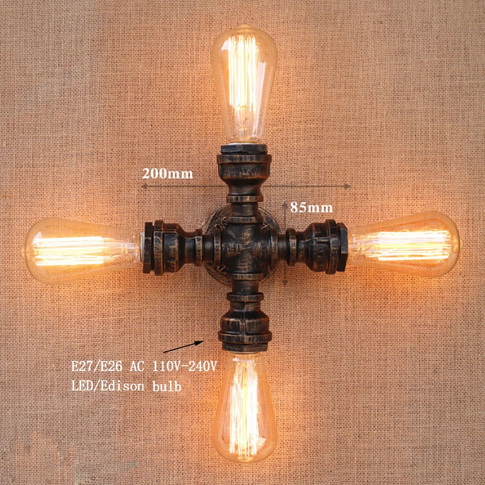 Винтажные светильники E27 в стиле лофт лампы для освещения индастриал 4 лампочки