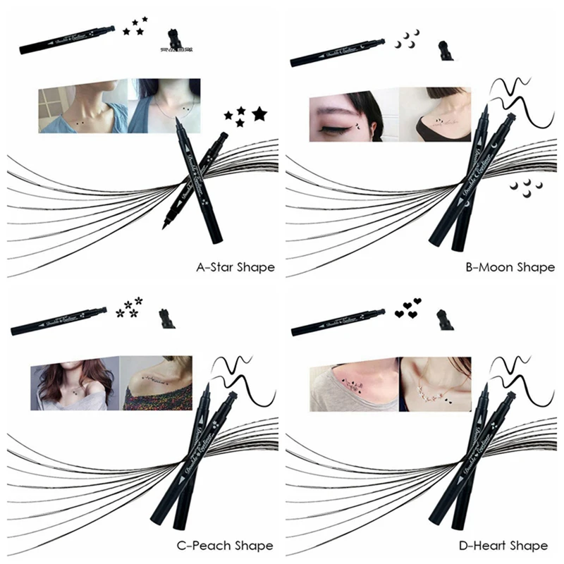 1 шт. размер: 4 двойной подводка для глаз Черная Подводка в форме звезды Луны 2 5g