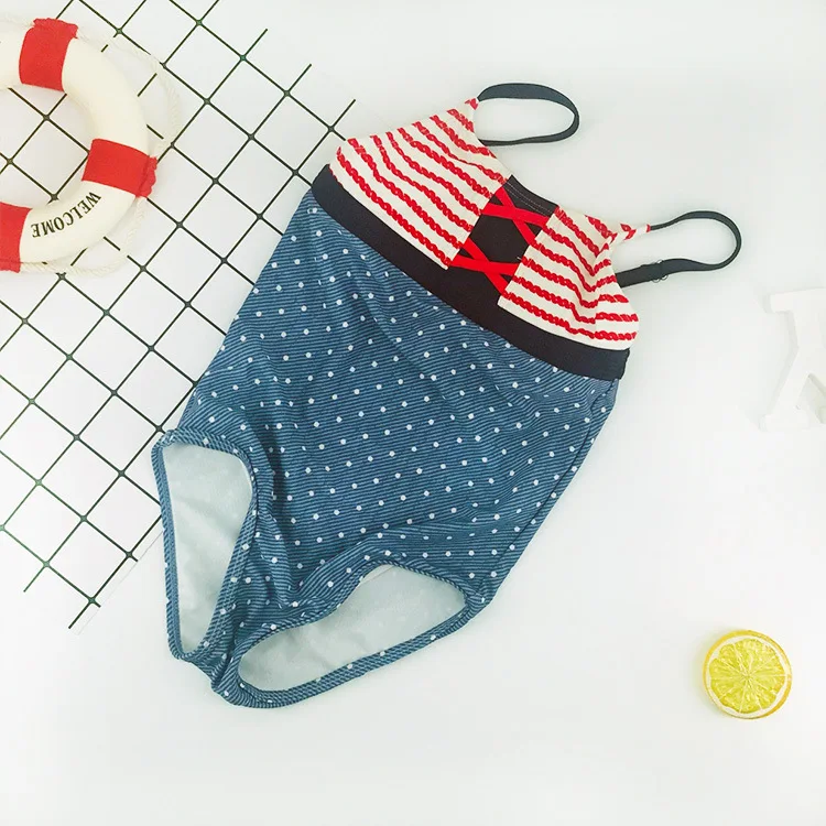 Бикини для девочек лето 2019 цельный полосатый купальник в горошек От 2 до 12 лет