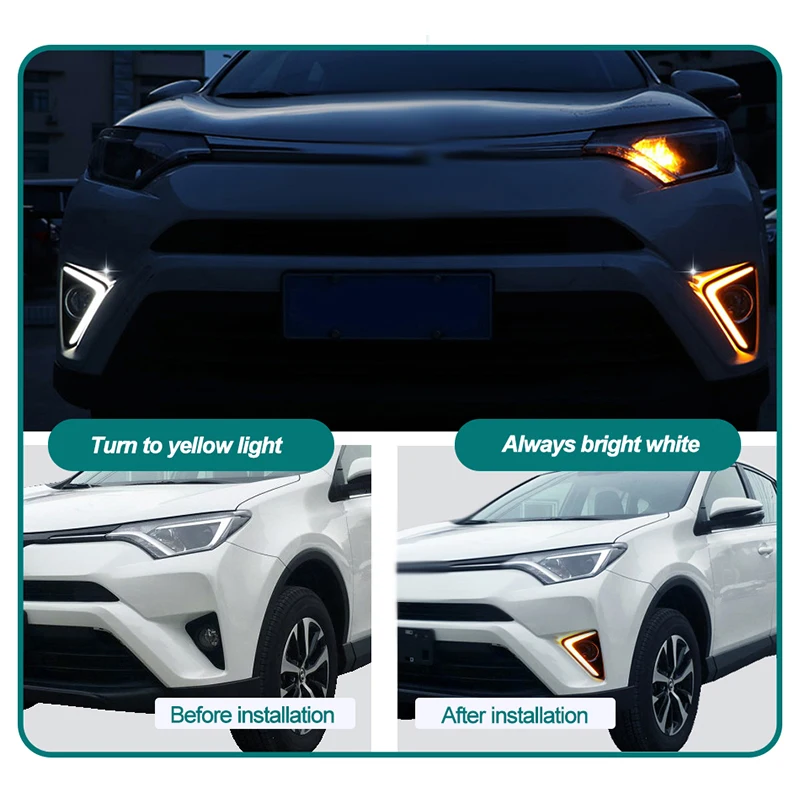 ROADOT DRL Светодиодный дневной для Toyota RAV4 2016 2017 Габаритные огни тумана свет