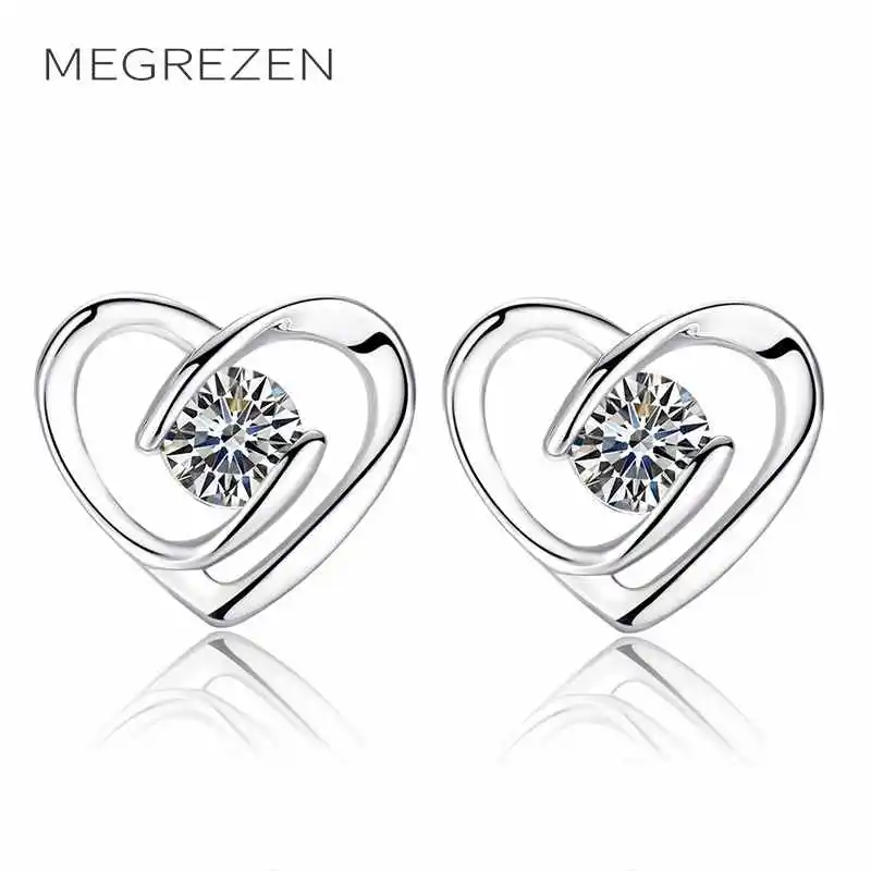 Женские серьги в форме сердца из белого циркония модные маленькие Корейском