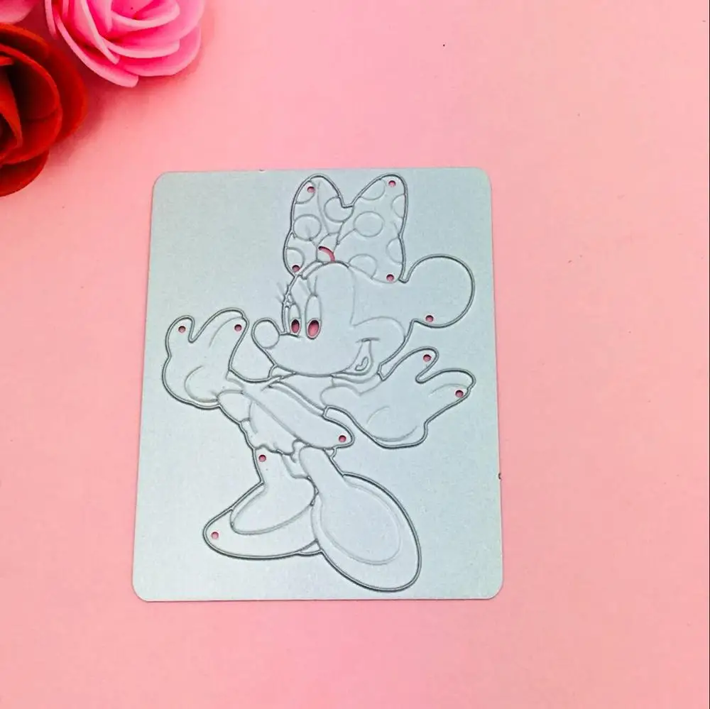 xin Minnie Микки Минни лук вырезание ушей трафареты для DIY скрапбукинга/фотоальбома декоративное тиснение DIY бумажные карты - Цвет: xin Minnie