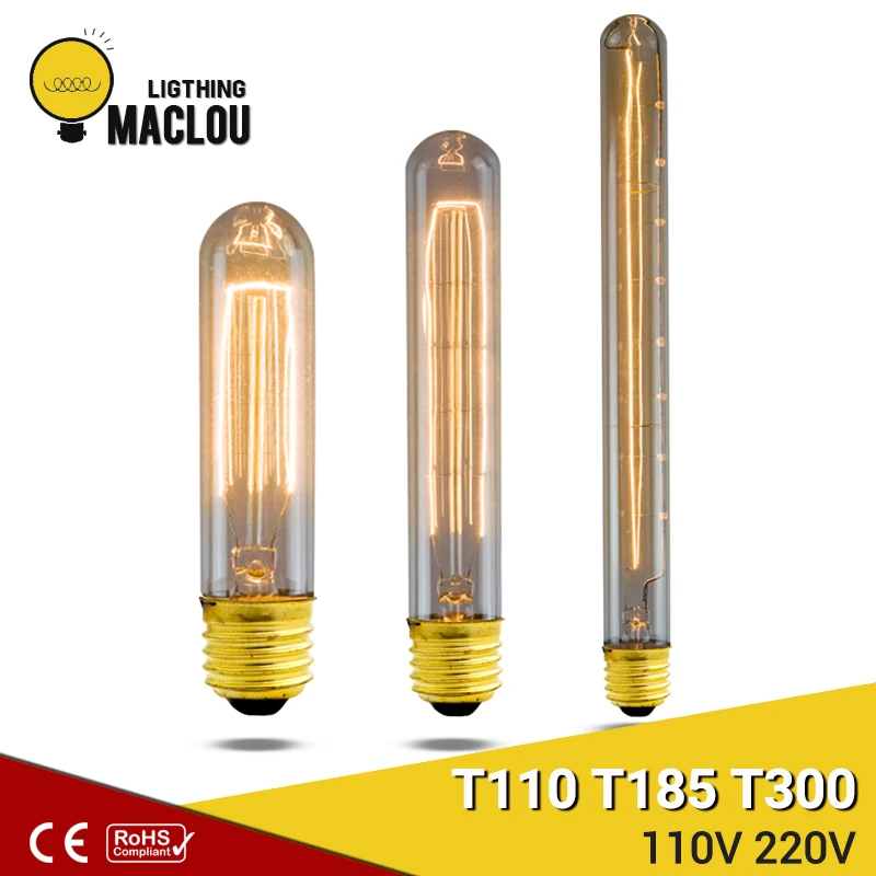 Лампа Эдисона E27 T300 Ampoule винтажная лампа накаливания домашняя декоративная