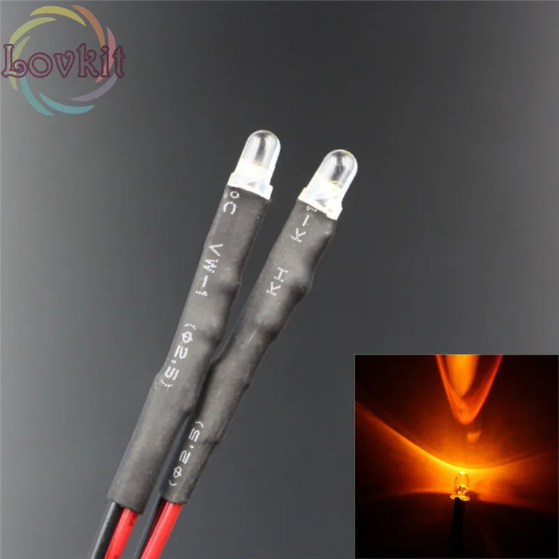 50 шт. высокое качество 3 мм круглый верх 12 В Предварительно проводной резистор