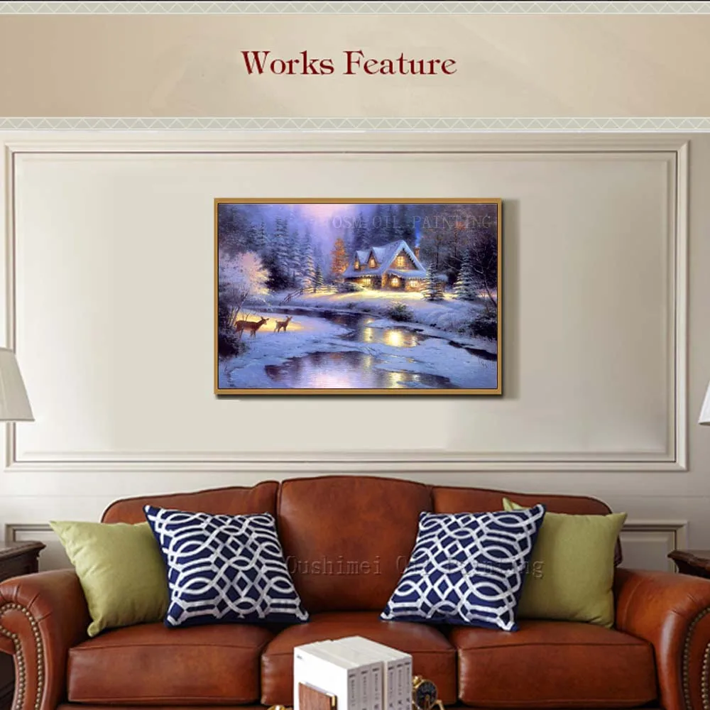 Картина маслом на холсте зимний пейзаж ручная роспись | Дом и сад
