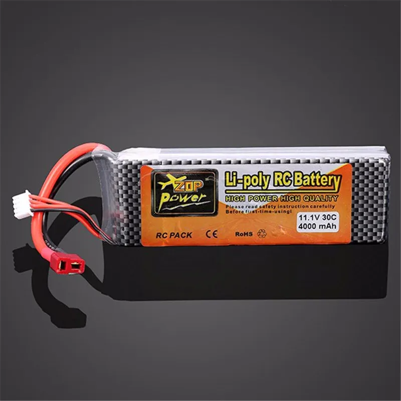 Высокое качество ZOP Power 11 1 В 4000 мАч 30C Lipo Battery T Plug низкое сопротивление батареи