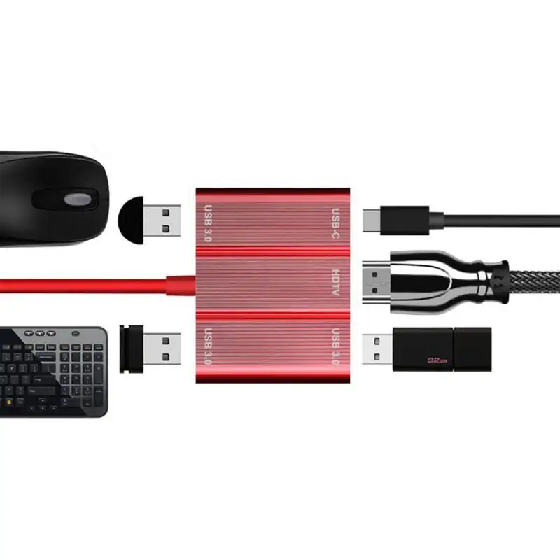 5-в-1 USB-C HUB адаптер USB 3 1 Тип с разъемами типа C и HDMI + * USB3.0 PD Зарядное устройство 4 K