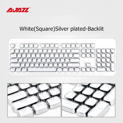 Белый Ajazz электропокрытие панк-брелок стимпанк механическая клавиатура Keycap светильник передача двухцветная впрыска покрытием края - Цвет: Белый