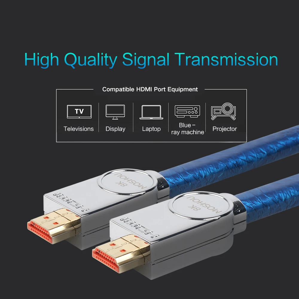 MOSHOU HDMI кабель Ultra-HD(UHD) 8K HDMI 2,1 для AV 48Gbs с аудио и кабель Ethernet HDMI 1 м 2 м 5 м 10 м 15 м 20 м HDR 4:4:4