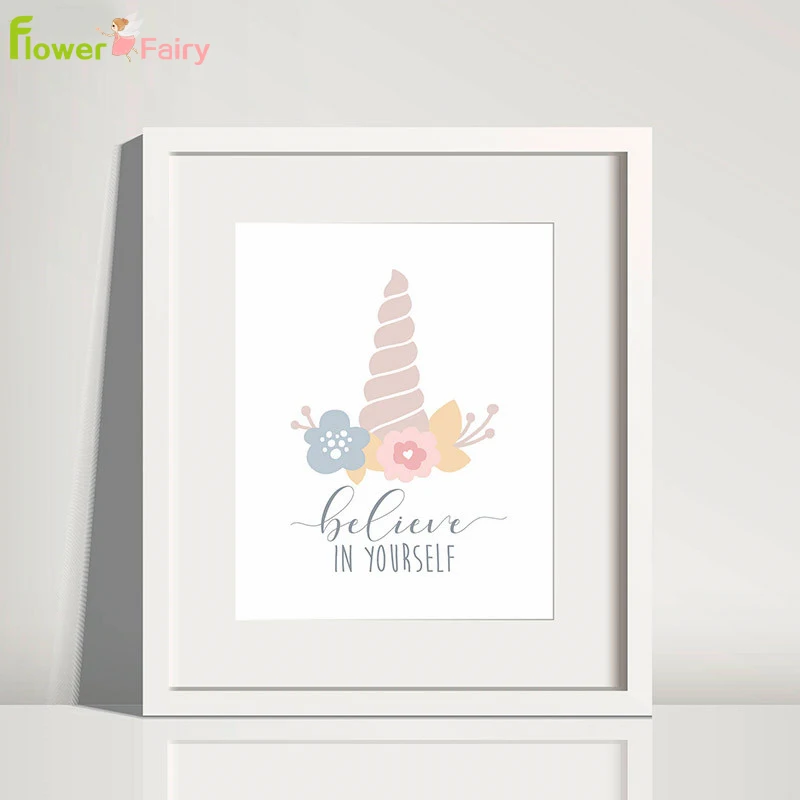 

Cartoon Unicorn Baby Girl Room Decor Wall Art Canvas Painting Cute Nordic Poster Nursery Wall Pictures For Living Room Unframed