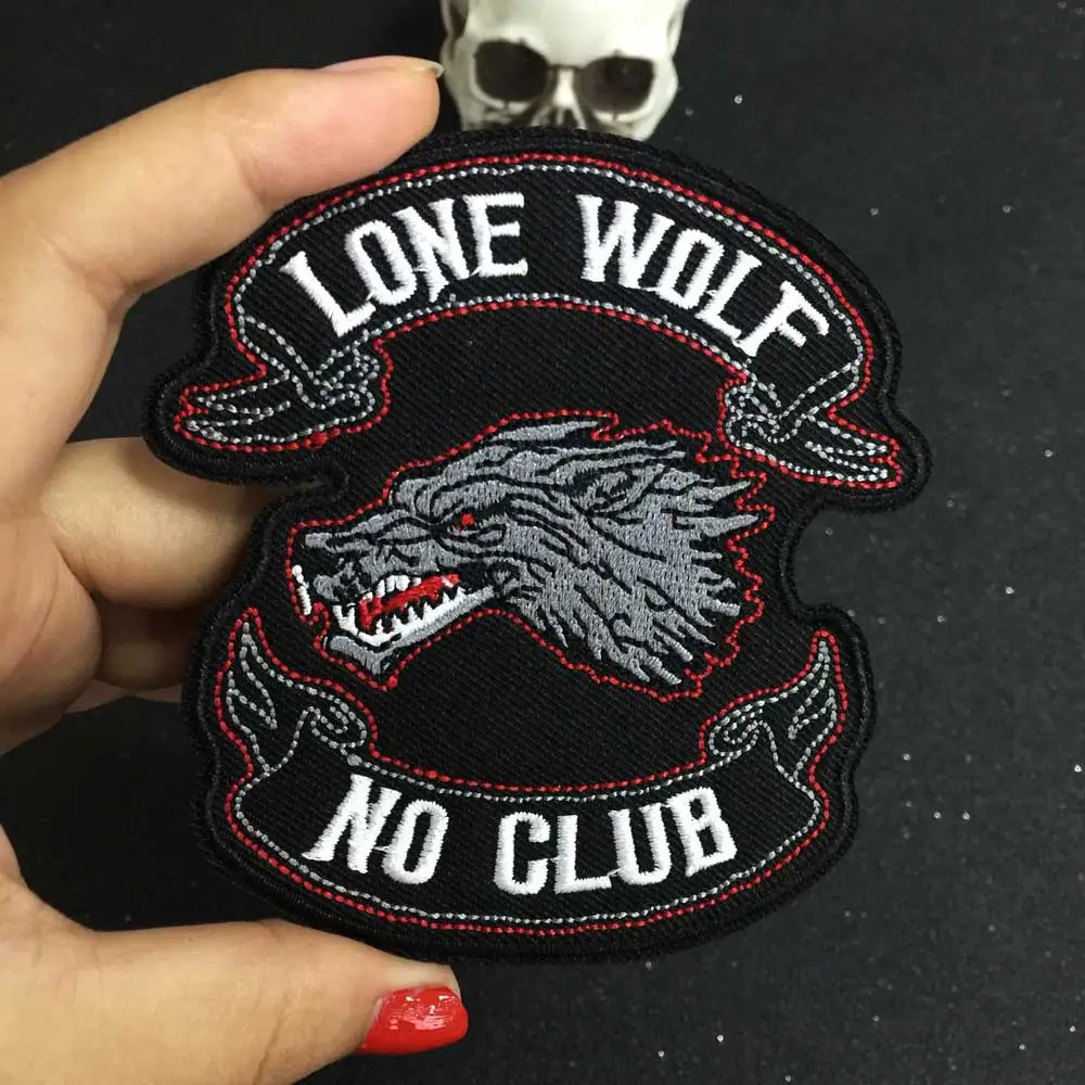 Байкерская нашивка LONE WOLF Байкерский значок без клубов с вышитым скелетом в стиле