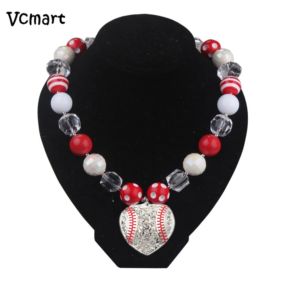 Vcmart красное массивное ожерелье бейсбольное детское с бусинами подвеска кавайи