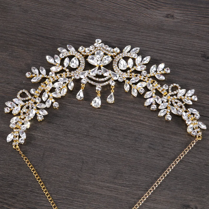 

New Bridal-Lady Rhinestone Hair Accessories Headbands Wedding Bridal Head Wear Hair Band Headdress Chain Jewelry Decoration