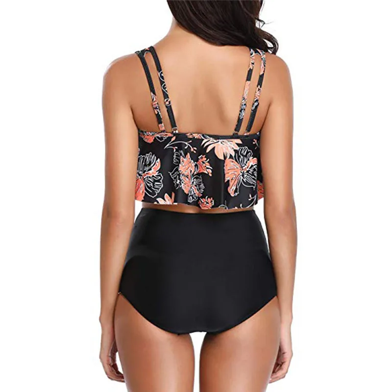 

Bikini 2020 Women Two Piece Plus Size Sexy Backless Halter Floral Printed Swimwear Set Patchwork Beachwear Pluz Size Biquini #40