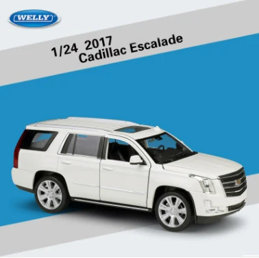 Белый WELLY 1:24 Cadillac Escalade SUV литая модель металлический автомобиль игрушки для детей Коллекция подарков оригинальная коробка - Цвет: Белый