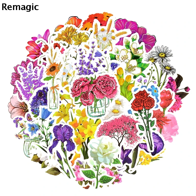 

50pcs Flowers Sunflowers cosplay pasters anime movie funny decals scrapbooking diy decoration phone laptop waterproof Stickers