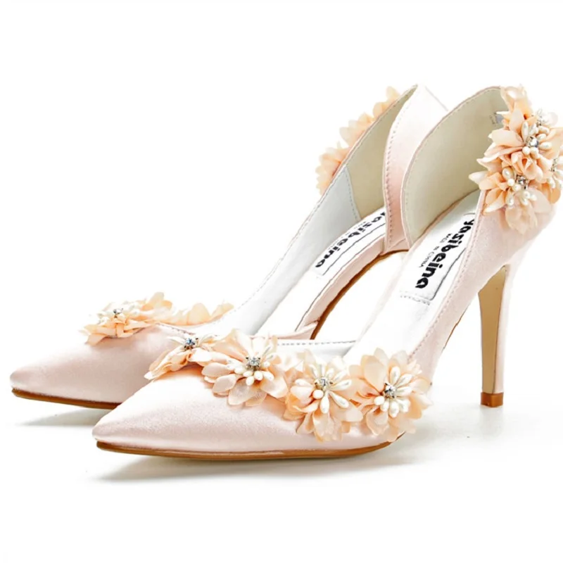 Женская атласная Свадебная обувь на высоком каблуке с острым носком шпильке для