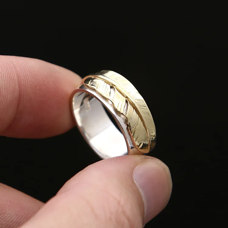 S925 Sterling Silver Retro Thai Jewelry Fashion Takahashi Goro Feathers Individual Men's And Women's Rings | Украшения и