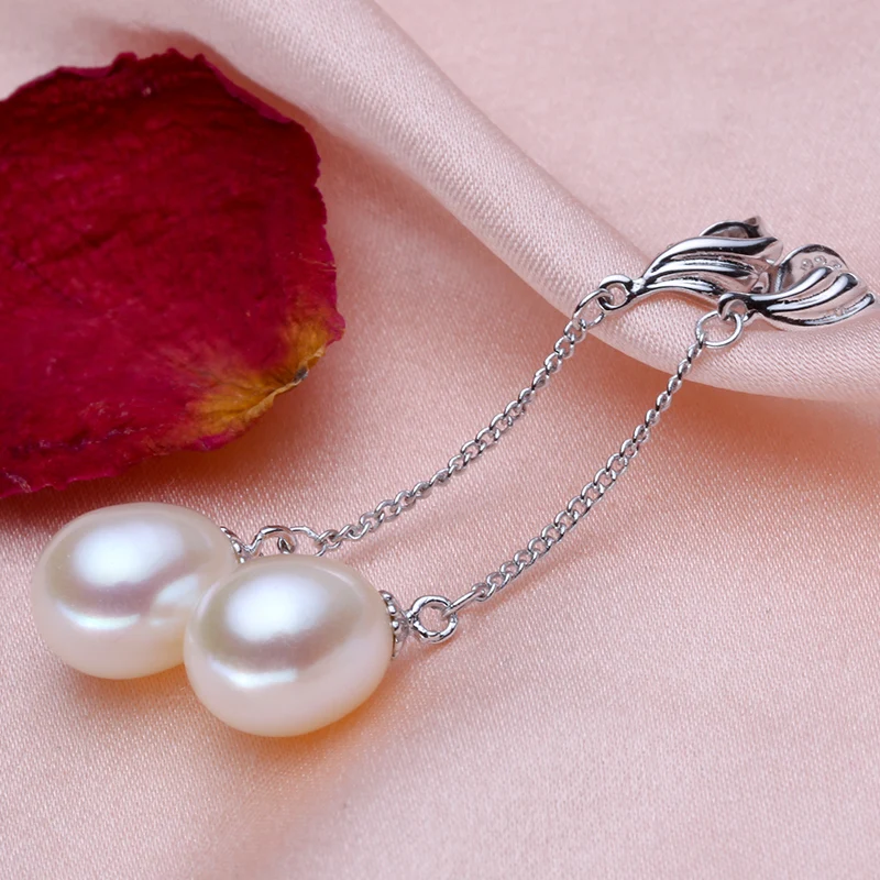 925 серебряные натуральным большой [Красивый] жемчужные серьги падения корейский