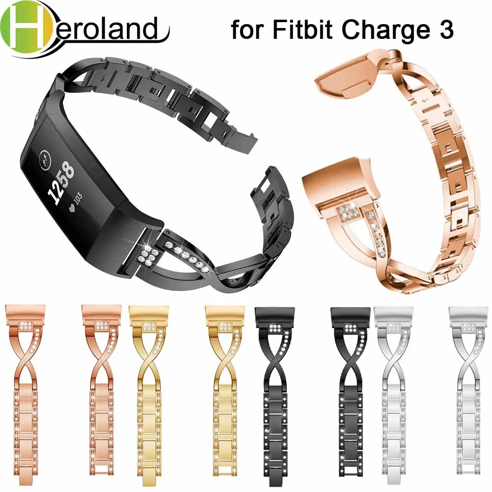 Ремешок для часов из подлинного роскошного сплава Fitbit Charge 3 браслеты сменные