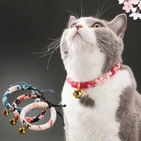 cartoon cute printed pets cat collars handmade adjustable puppy cats necklace with bell japanese style dog collar bow tie