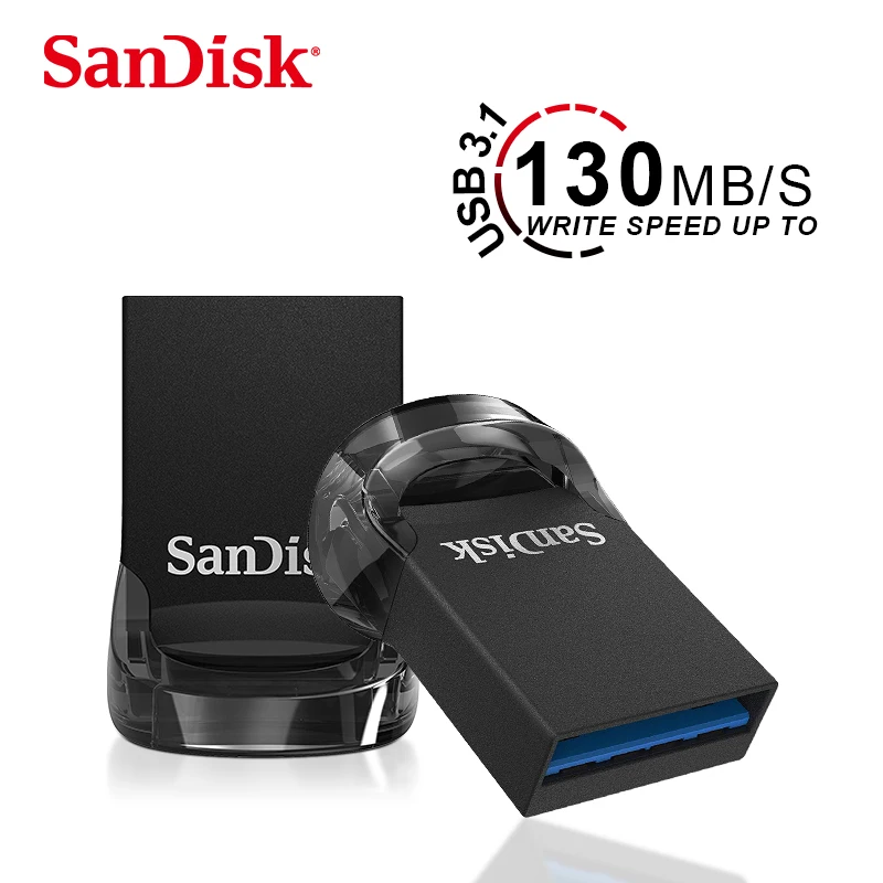 SanDisk Fit USB флеш накопитель 64 ГБ CZ430 16 Гб мини 3 1 до 130 Мб/с Флешка Высокоскоростной 0 32