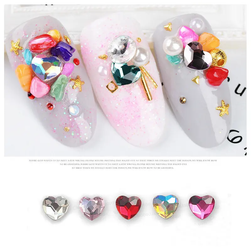 Япония nail art 10 шт./лот 6 мм надписи Sweet Love Heart Стразы для маникюра, высшее качество, аксессуары со стразами с плоской задней частью