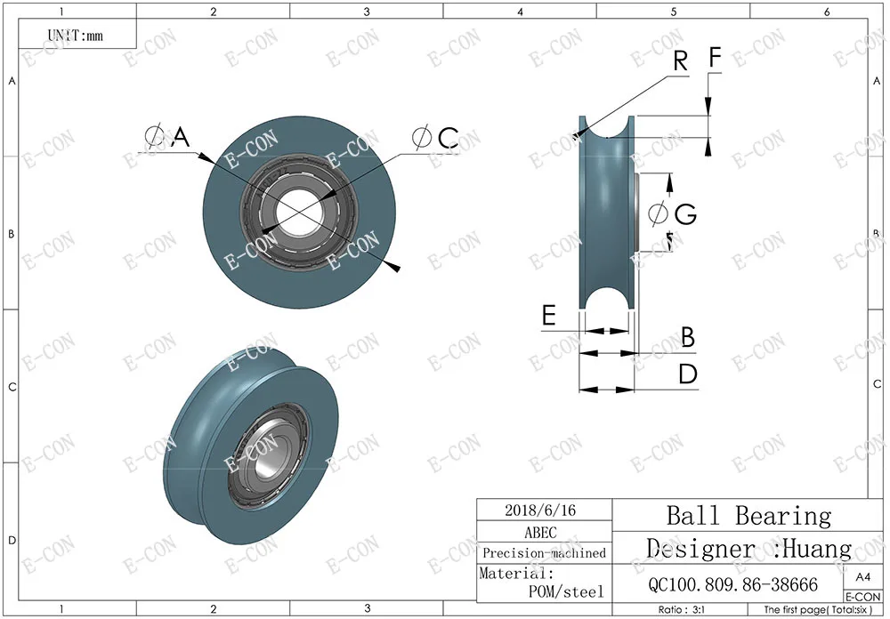 

1/2/5/10PCS U Nylon plastic Embedded Groove Ball Bearings 5*21*6mm Guide Pulley