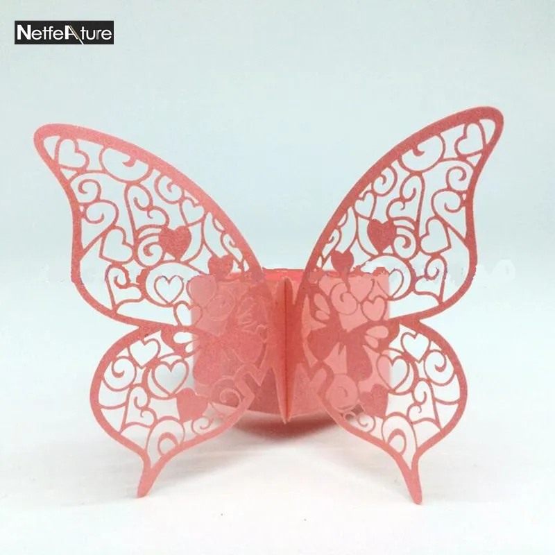 100PCS Butterfly Shape Wedding Napkin Ring Holder Pearl Paper Serviette Buckle Rond De Mariage Table Decoration | Дом и сад
