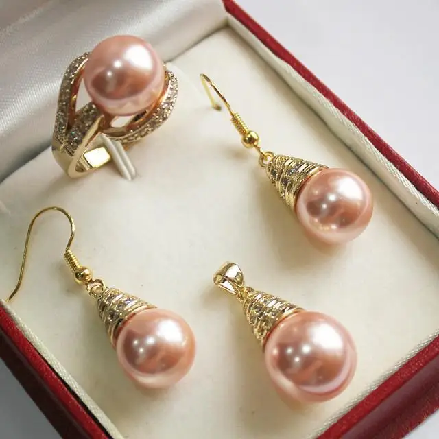 

Black white pink Purple South sea Shell Pearl Earrings/Ring/Pendant Necklace