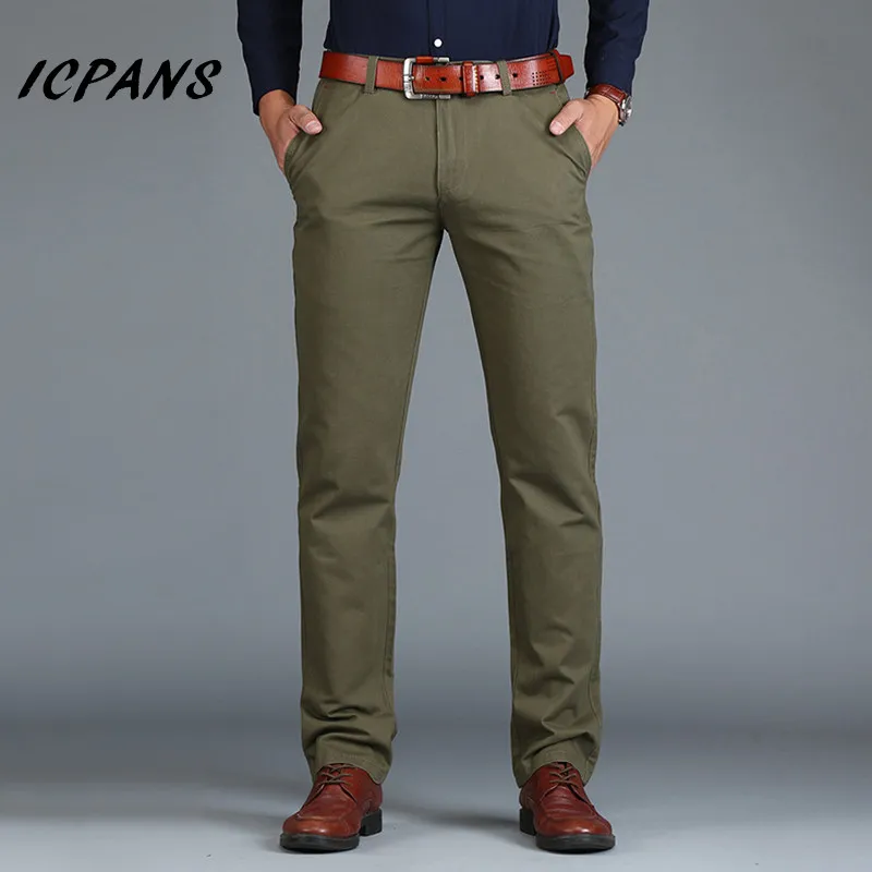 

Summer Casual Man pants Cotton Straight Regular Fit Trousers For Men Black Brown Suit Pants Male Clothing Size 42