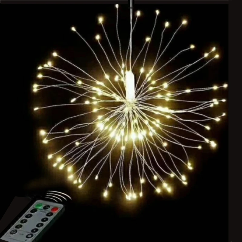 Светодиодный Сказочный светильник 100 200 светодиодный на батарейках DIY Starburst фейерверк Bouque праздничный светильник с дистанционным управлением